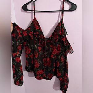 Disney Pixar Coco Womens / Juniors' Floral Cold Shoulder Top